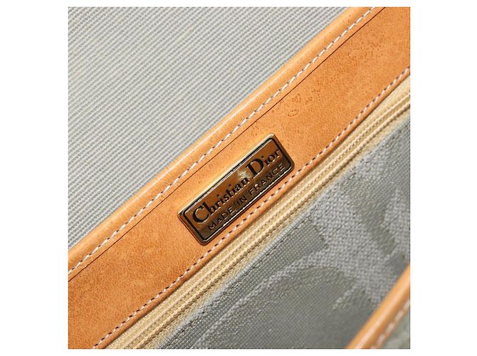 Borsa a spalla in tela Trotter Christian Dior grigia oro Auth ep13499 - vista 17