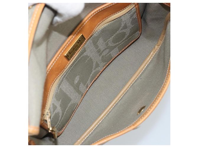 Borsa a spalla in tela Trotter Christian Dior grigia oro Auth ep13499 - vista 18