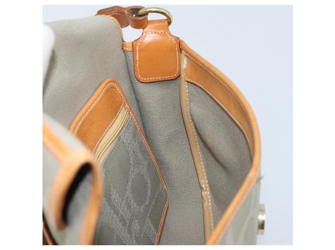 Borsa a spalla in tela Trotter Christian Dior grigia oro Auth ep13499 - vista 19
