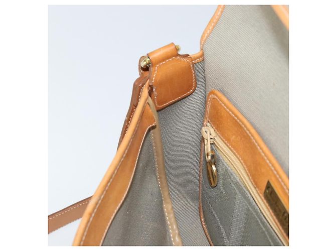 Borsa a spalla in tela Trotter Christian Dior grigia oro Auth ep13499 - vista 20