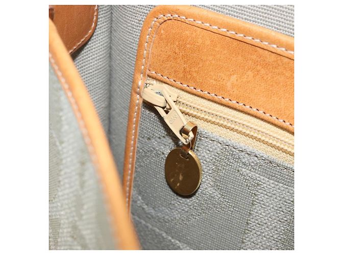 Borsa a spalla in tela Trotter Christian Dior grigia oro Auth ep13499 - vista 21