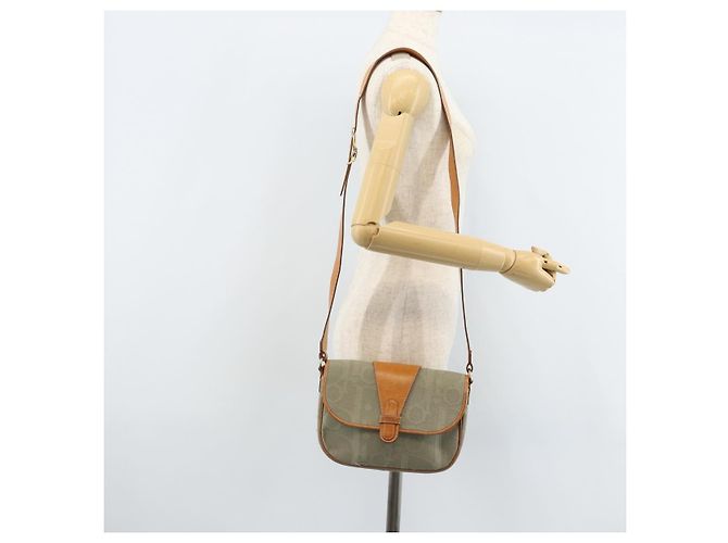 Borsa a spalla in tela Trotter Christian Dior grigia oro Auth ep13499 - vista 23