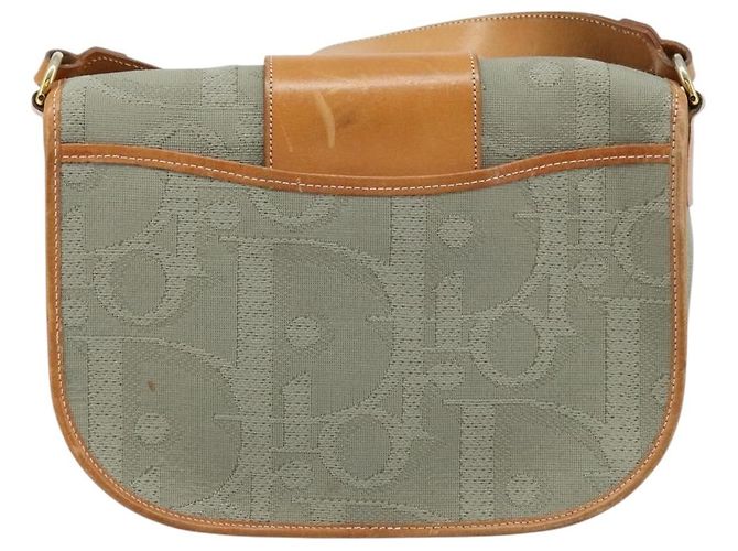 Borsa a spalla in tela Trotter Christian Dior grigia oro Auth ep13499 - vista 3