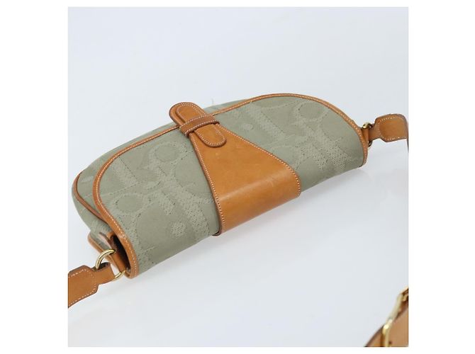 Borsa a spalla in tela Trotter Christian Dior grigia oro Auth ep13499 - vista 6