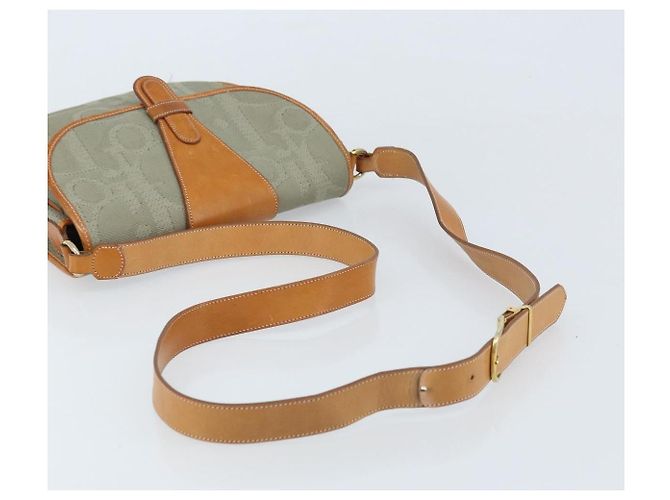 Borsa a spalla in tela Trotter Christian Dior grigia oro Auth ep13499 - vista 7