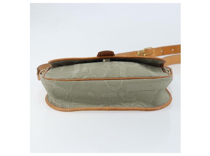 Borsa a spalla in tela Trotter Christian Dior grigia oro Auth ep13499 - vista 9