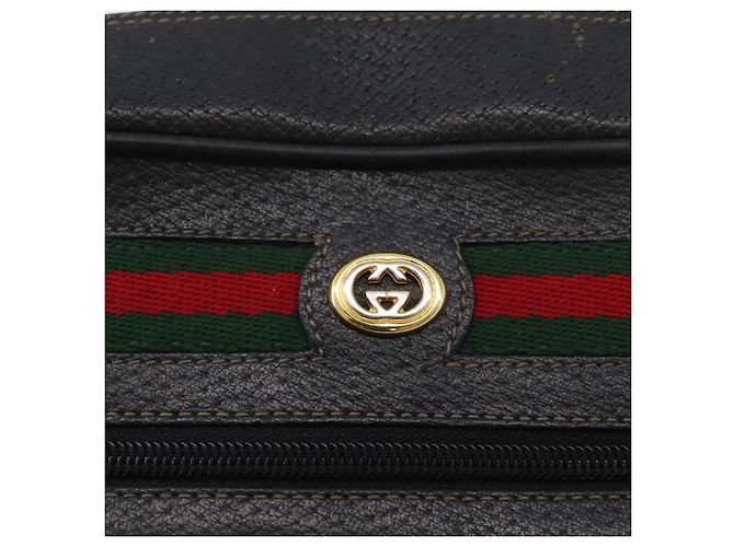 Borsa Sherry Line GG Supreme Web Gucci in PVC nero e oro 72 02 088 Auth 170825A D'oro - vista 14