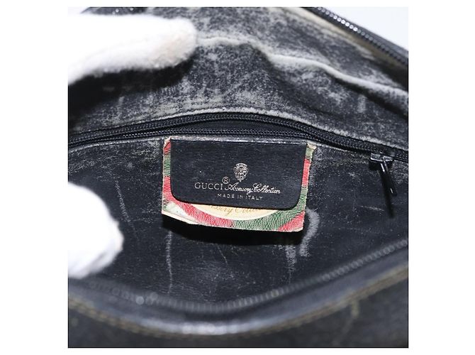 Borsa Sherry Line GG Supreme Web Gucci in PVC nero e oro 72 02 088 Auth 170825A D'oro - vista 17