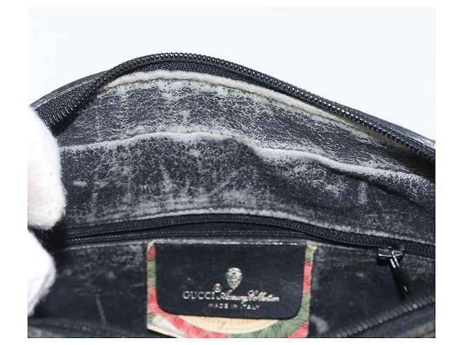 Borsa Sherry Line GG Supreme Web Gucci in PVC nero e oro 72 02 088 Auth 170825A D'oro - vista 18