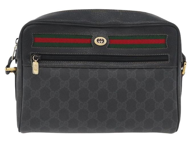 Borsa Sherry Line GG Supreme Web Gucci in PVC nero e oro 72 02 088 Auth 170825A D'oro - vista 2