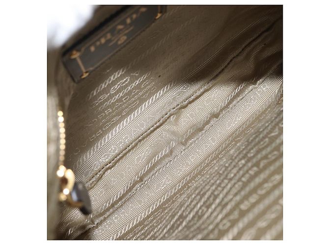 Borsa a Spalla PRADA in Nylon Pelle Beige Oro Auth fm5136 D'oro - vista 11