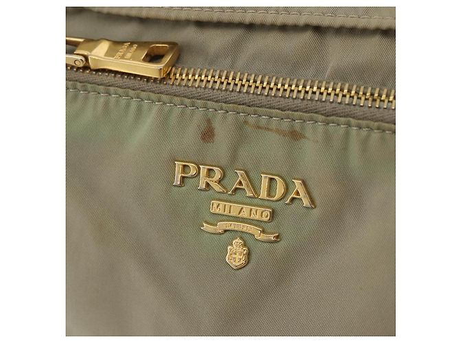 Borsa a Spalla PRADA in Nylon Pelle Beige Oro Auth fm5136 D'oro - vista 17