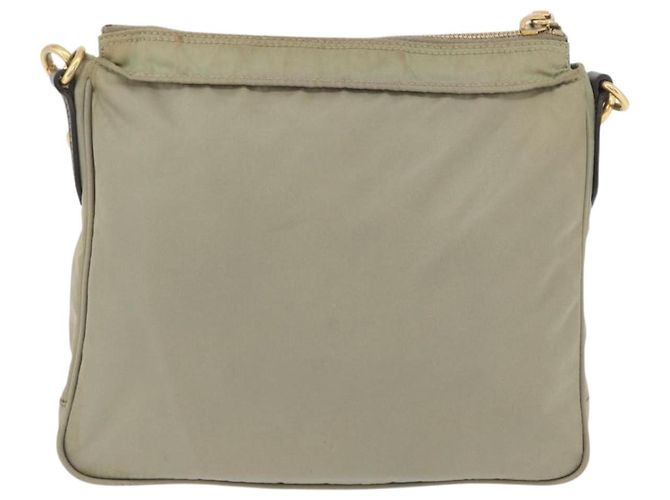 Borsa a Spalla PRADA in Nylon Pelle Beige Oro Auth fm5136 D'oro - vista 2