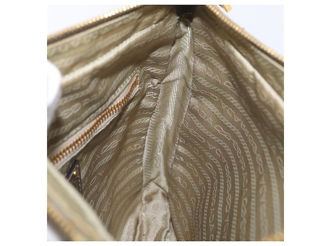 Borsa a Spalla PRADA in Nylon Pelle Beige Oro Auth fm5136 D'oro - vista 20