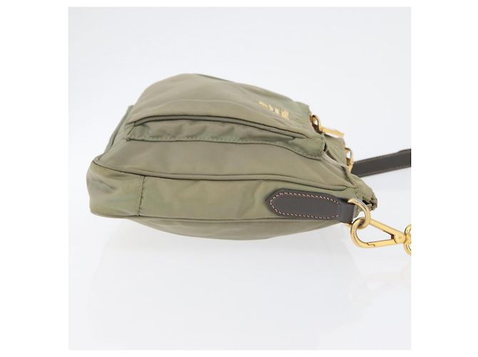 Borsa a Spalla PRADA in Nylon Pelle Beige Oro Auth fm5136 D'oro - vista 3