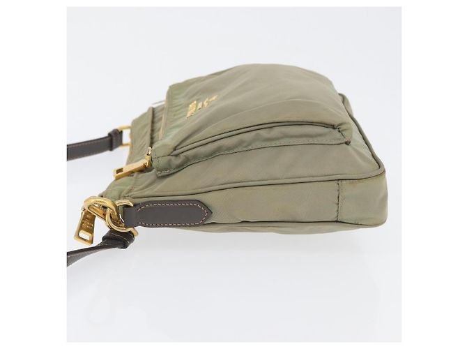 Borsa a Spalla PRADA in Nylon Pelle Beige Oro Auth fm5136 D'oro - vista 4