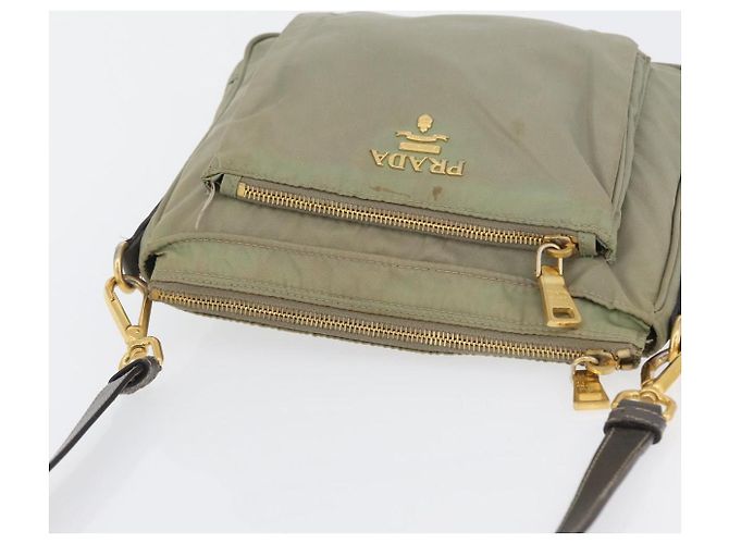 Borsa a Spalla PRADA in Nylon Pelle Beige Oro Auth fm5136 D'oro - vista 6