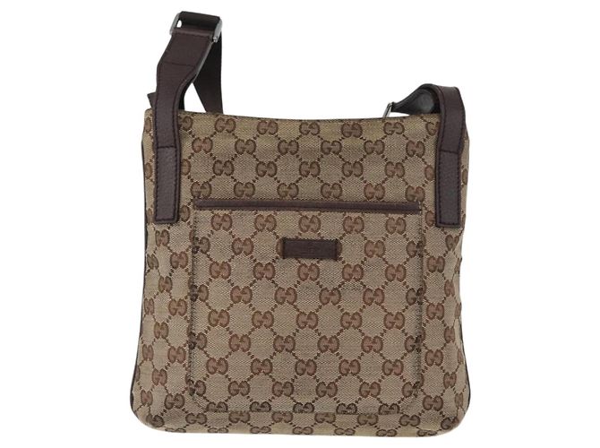 Bolsa de Ombro GG Canvas Gucci Bege Prata 122793 Auth bs33310 - vista 2