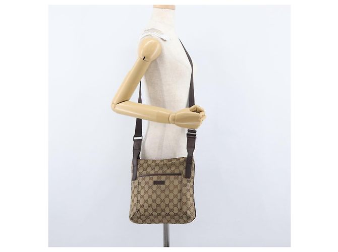 Bolsa de Ombro GG Canvas Gucci Bege Prata 122793 Auth bs33310 - vista 24