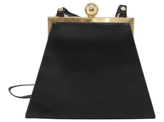 SAINT LAURENT Borsa a Spalla in Pelle Nera Dorata Auth 173508 Nero D'oro - vista 2