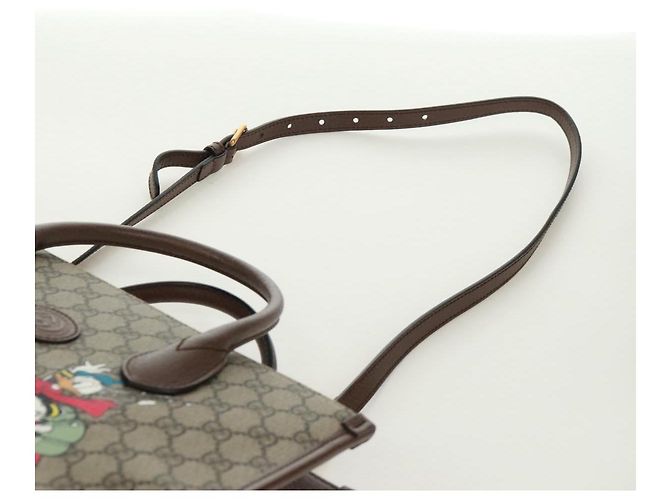 Borsa GUCCI GG Supreme Donald Duck PVC 2 in 1 Beige Oro 648134 Auth 161733SAM D'oro - vista 10