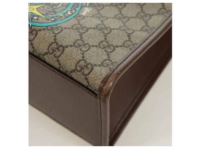 Borsa GUCCI GG Supreme Donald Duck PVC 2 in 1 Beige Oro 648134 Auth 161733SAM D'oro - vista 13