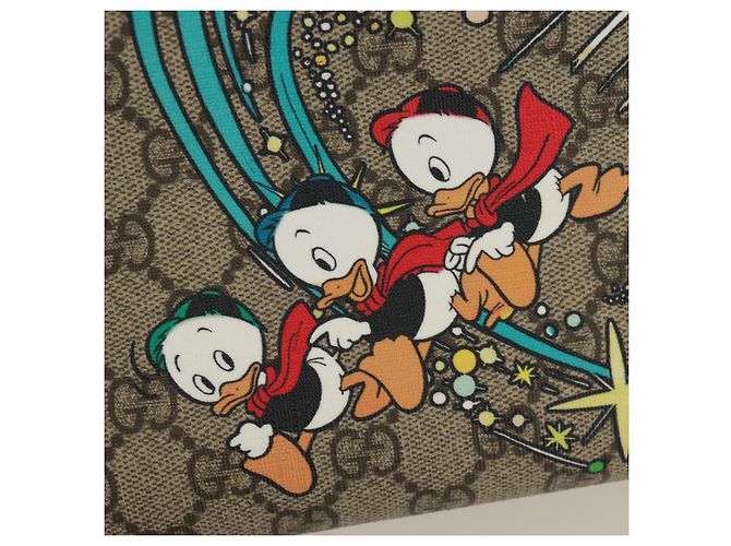 Borsa GUCCI GG Supreme Donald Duck PVC 2 in 1 Beige Oro 648134 Auth 161733SAM D'oro - vista 17