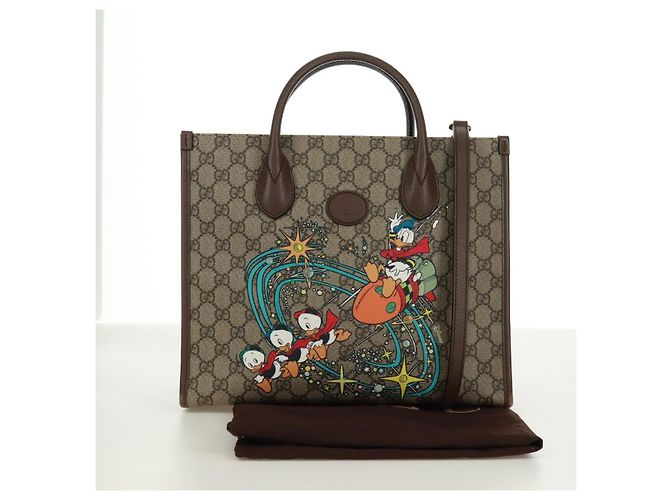 Borsa GUCCI GG Supreme Donald Duck PVC 2 in 1 Beige Oro 648134 Auth 161733SAM D'oro - vista 27