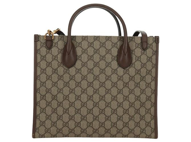 Borsa GUCCI GG Supreme Donald Duck PVC 2 in 1 Beige Oro 648134 Auth 161733SAM D'oro - vista 3