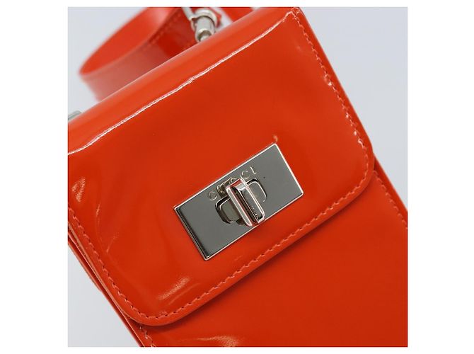 GUCCI Schultertasche Lackleder Orange Silber Auth 171407 - Ansicht 14