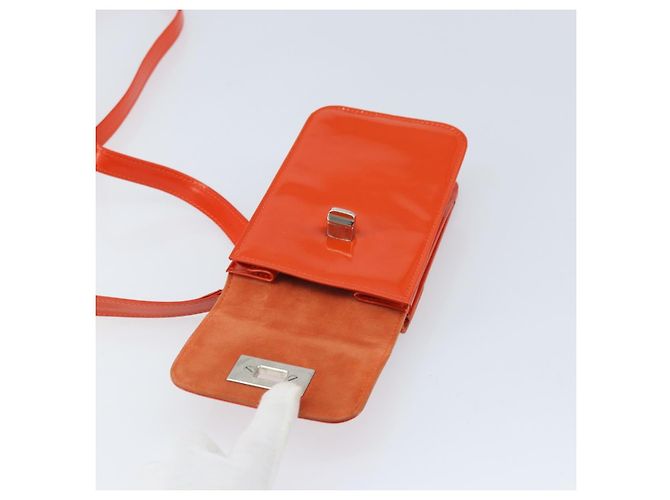 GUCCI Schultertasche Lackleder Orange Silber Auth 171407 - Ansicht 15