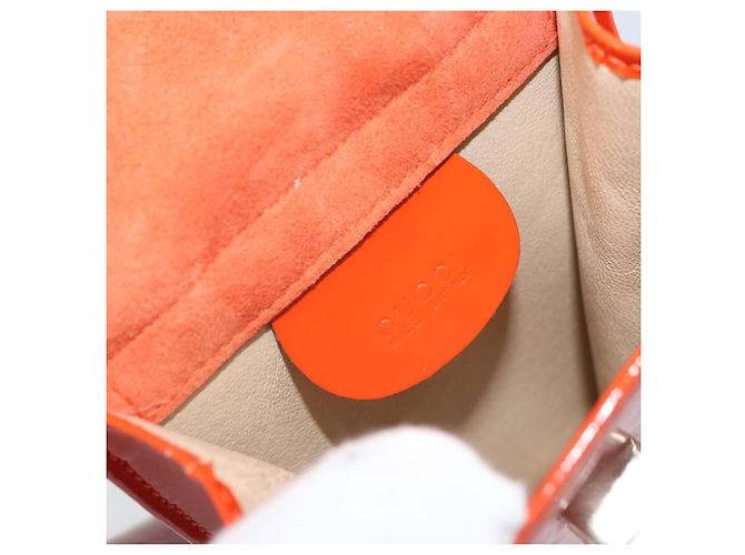 GUCCI Schultertasche Lackleder Orange Silber Auth 171407 - Ansicht 16