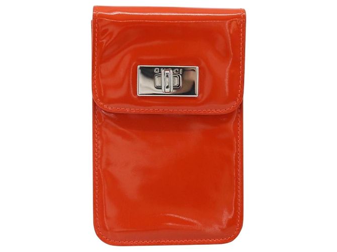 GUCCI Schultertasche Lackleder Orange Silber Auth 171407 - Ansicht 2