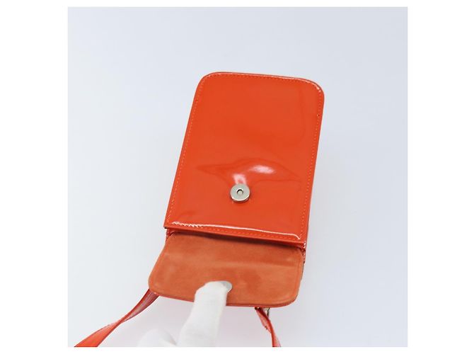 GUCCI Schultertasche Lackleder Orange Silber Auth 171407 - Ansicht 20