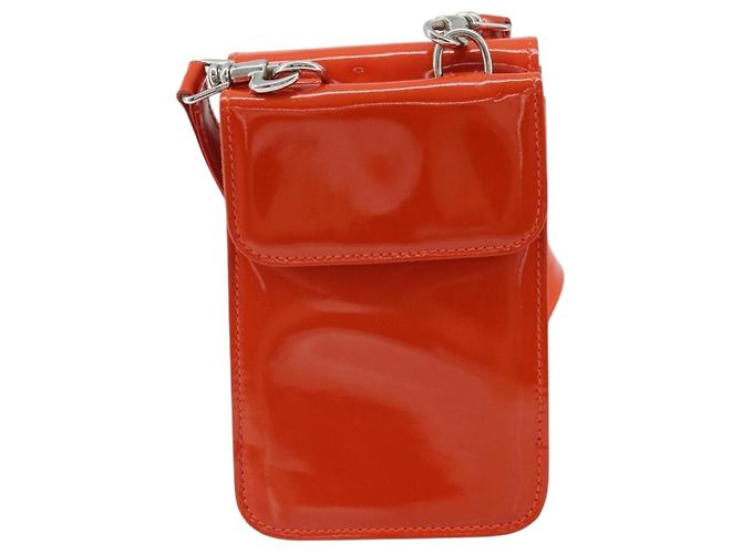 GUCCI Schultertasche Lackleder Orange Silber Auth 171407 - Ansicht 3