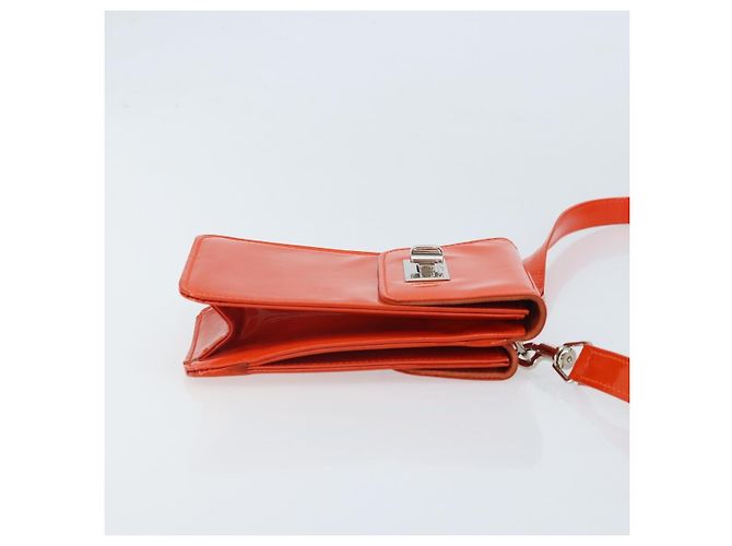 GUCCI Schultertasche Lackleder Orange Silber Auth 171407 - Ansicht 4