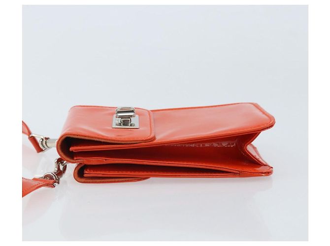 GUCCI Schultertasche Lackleder Orange Silber Auth 171407 - Ansicht 5