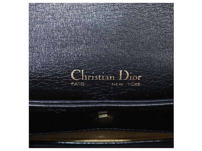 Borsa a Spalla Christian Dior in Pelle di Vitello Nera e Oro Auth 165366 Nero D'oro - vista 16