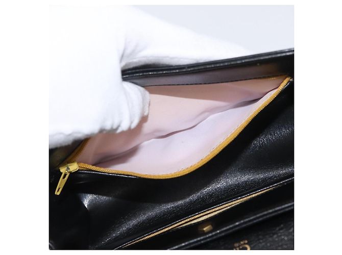 Borsa a Spalla Christian Dior in Pelle di Vitello Nera e Oro Auth 165366 Nero D'oro - vista 21