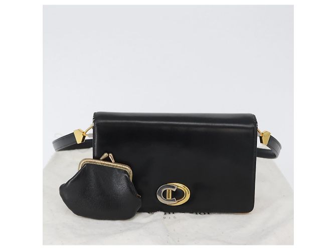Borsa a Spalla Christian Dior in Pelle di Vitello Nera e Oro Auth 165366 Nero D'oro - vista 22