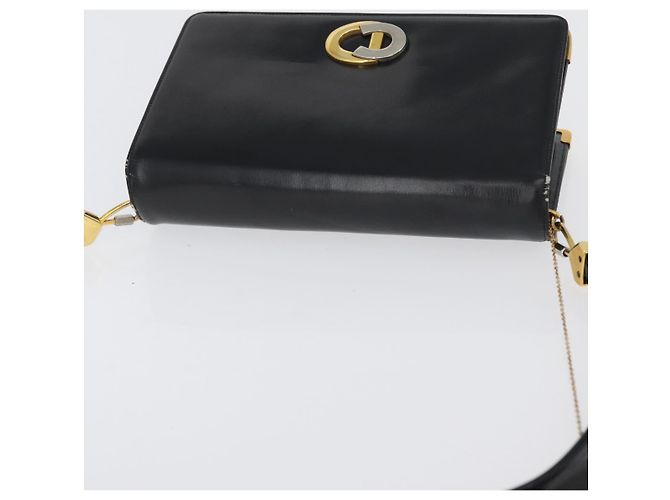 Borsa a Spalla Christian Dior in Pelle di Vitello Nera e Oro Auth 165366 Nero D'oro - vista 6
