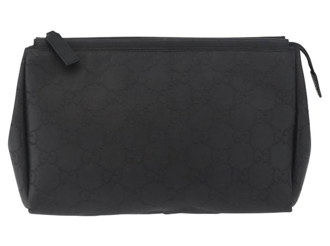 Borsa clutch in tela GG Gucci in nylon nero e argento 014 1126 Auth mr2106 - vista 2