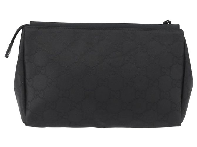 Borsa clutch in tela GG Gucci in nylon nero e argento 014 1126 Auth mr2106 - vista 3