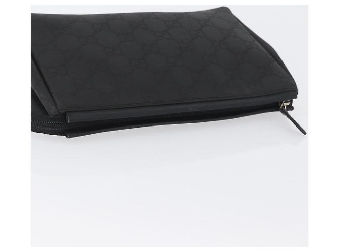 Borsa clutch in tela GG Gucci in nylon nero e argento 014 1126 Auth mr2106 - vista 6