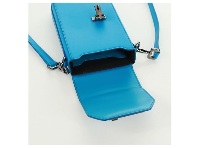 Borsa a Spalla Christian Dior in Pelle Blu Argento Auth 161745M - vista 15