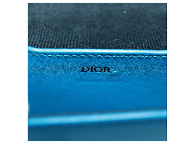 Borsa a Spalla Christian Dior in Pelle Blu Argento Auth 161745M - vista 16