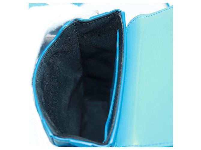 Borsa a Spalla Christian Dior in Pelle Blu Argento Auth 161745M - vista 18