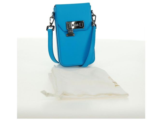 Borsa a Spalla Christian Dior in Pelle Blu Argento Auth 161745M - vista 23