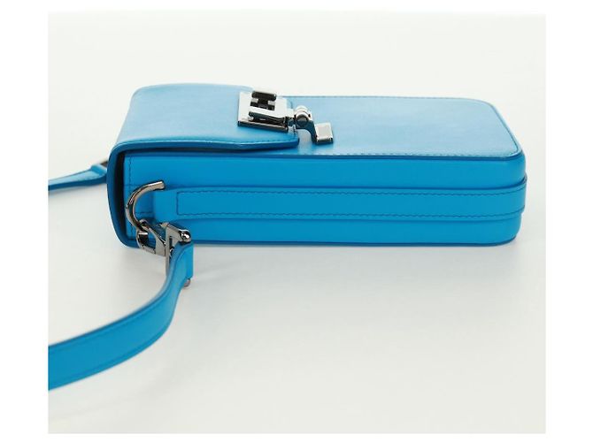 Borsa a Spalla Christian Dior in Pelle Blu Argento Auth 161745M - vista 4