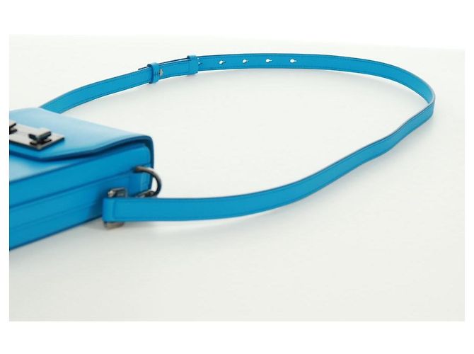 Borsa a Spalla Christian Dior in Pelle Blu Argento Auth 161745M - vista 8